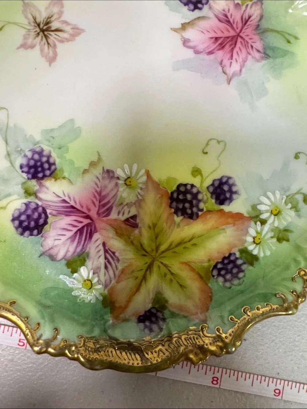 Antique Nippon hand painted Blackberry Porcelain Teapot Stand